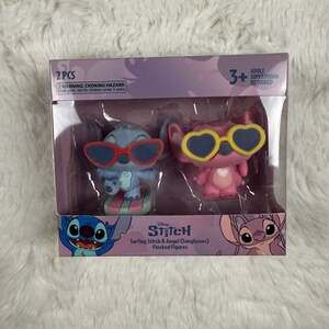Disney Stitch Surfing Stitch & Angel (Sunglasses) Flocked Figures 2-Pack